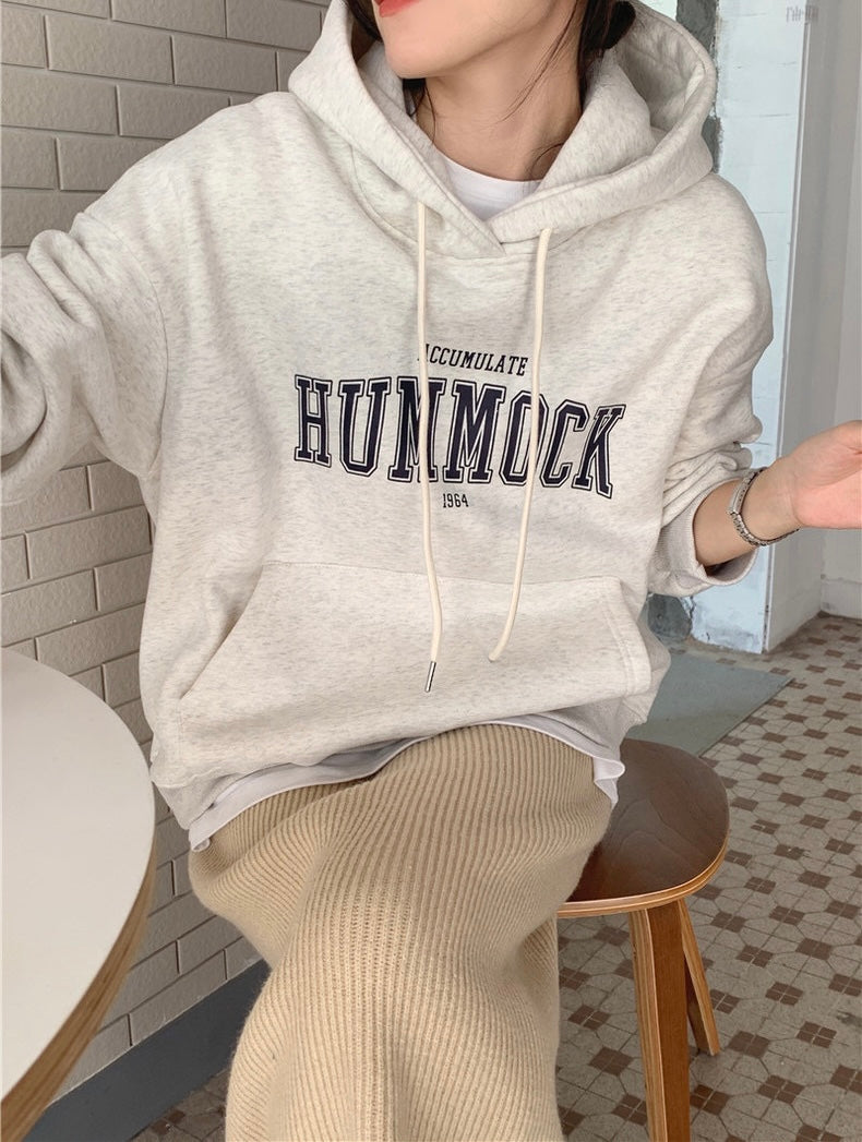 Korean Style Letter Front Hoodie