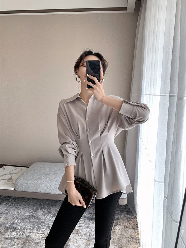 Chiffon Shirt with Pleated Bottom