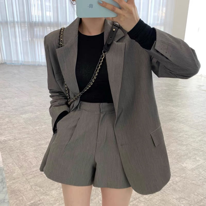 Korean Style A Line Suit Jacket with Shorts