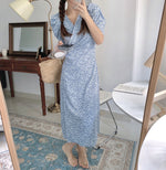 Korean Style Floral Printed V-Neck Wrap Dress