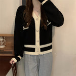 Color Contrast Diamond Knit Cardigan