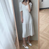 Sweetheart Neckline Puffed Sleeve Midi Dress