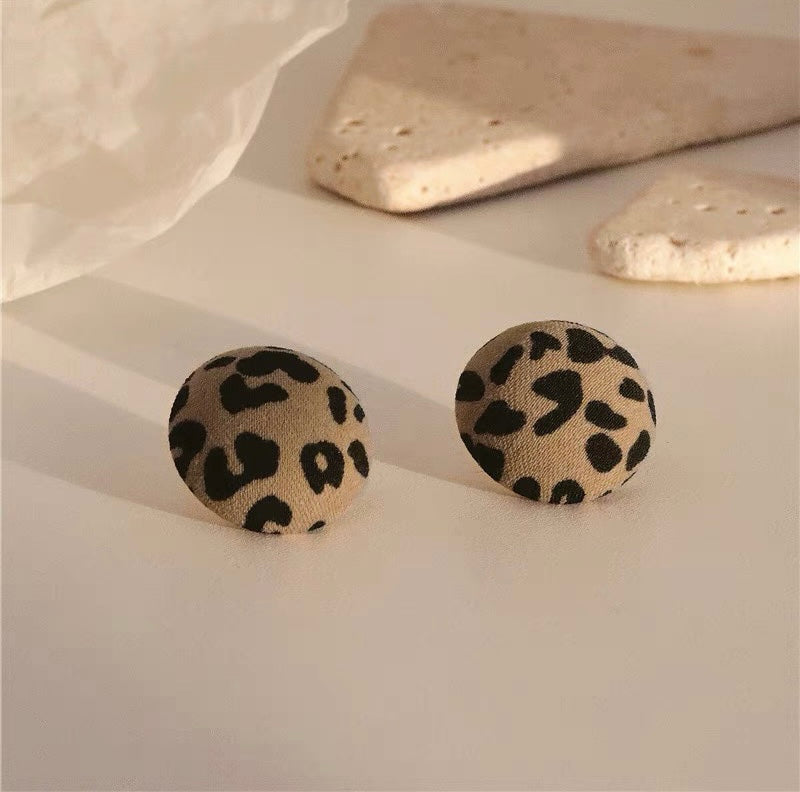 Leopard Fabric Ear Studs