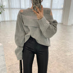 Designer Soft Knit Cold Shoulder Oversized Sweater