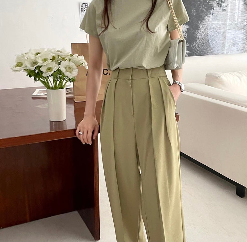 High-Waist Pleated Wide Pants