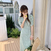 Korean Style Floral Printed V-Neck Wrap Dress