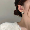 Pearl with Leather Circle Ear Studs