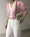 Classic Color Block OL Short Sleeve Cardigan