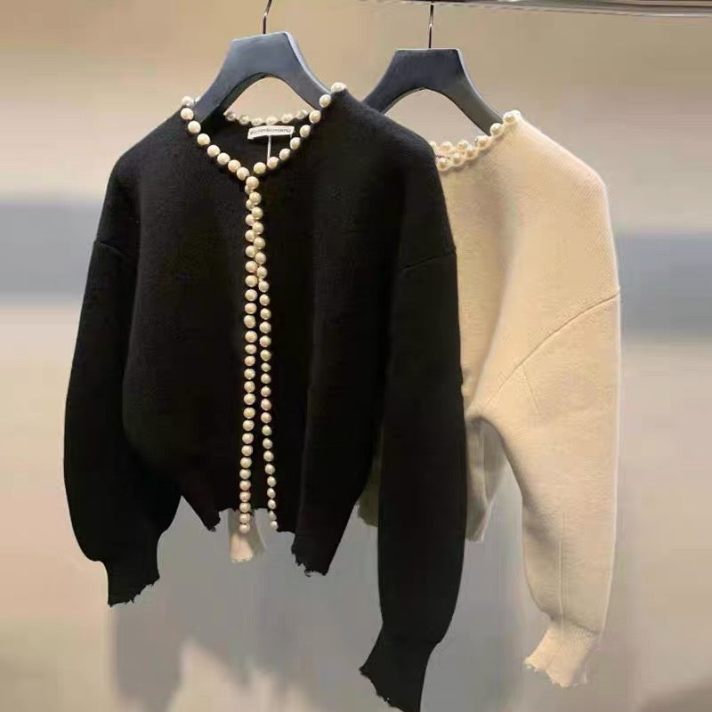 Lady Look Soft Wool Cashmere Cardigan with Pearls buttons