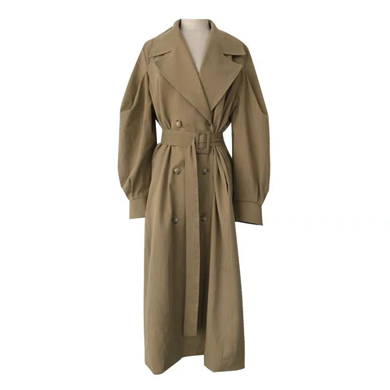 British Style Double Breasted Trench Coat with Belt