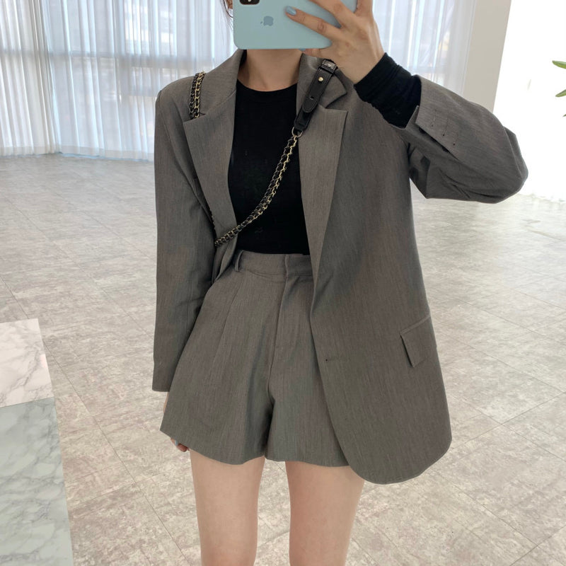 Korean Style A Line Suit Jacket with Shorts