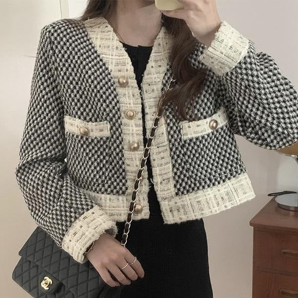 Classic Black and White Tweed Jacket