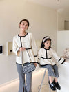 Mom & Daughter ♡ White Peplum Top with Houndstooth Pattern Pants Set