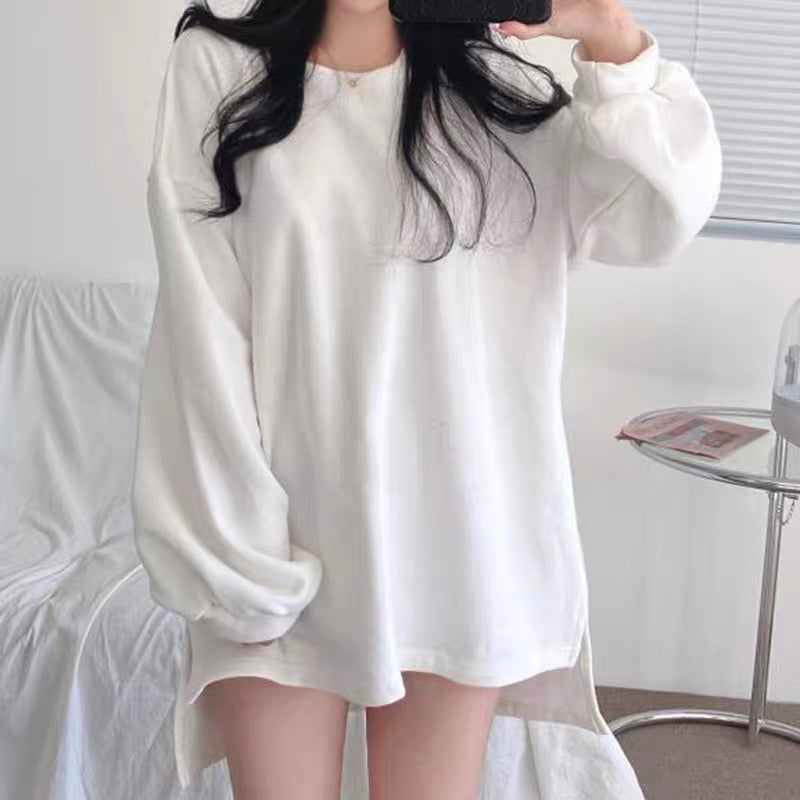 Oversized Knitted Vest and Cotton Sweatshirt Set