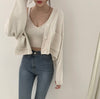 Korean Style V-Neck Long Sleeve Cardigan Set