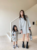 Mom & Daughter ♡ Cotton Tweed Cut-Out Shoulder Dress