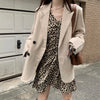 Leopard Print Long Sleeve Drawstring Mini Dress