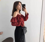 Off-The-Shoulder Ruffled Chiffon Sling Top