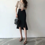 Black Fishtail Midi Skirt