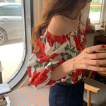 Passion Floral Print Off-Shoulder Top