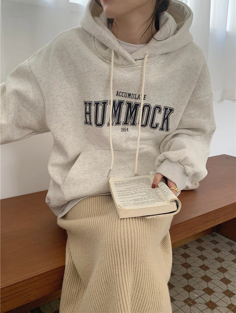 Korean Style Letter Front Hoodie