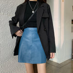 Designer High Rise PU Leather Skirt