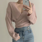 Korean Style V-Neck Wrap Top