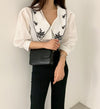 Vintage Style Shirt with Oversized Embroidered Collars