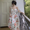 Summer Flower Sweetheart Neckline Cocktail Party Strap Dress