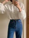 Ruffled Neck Buttoned Blouse