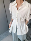 Chiffon Shirt with Pleated Bottom