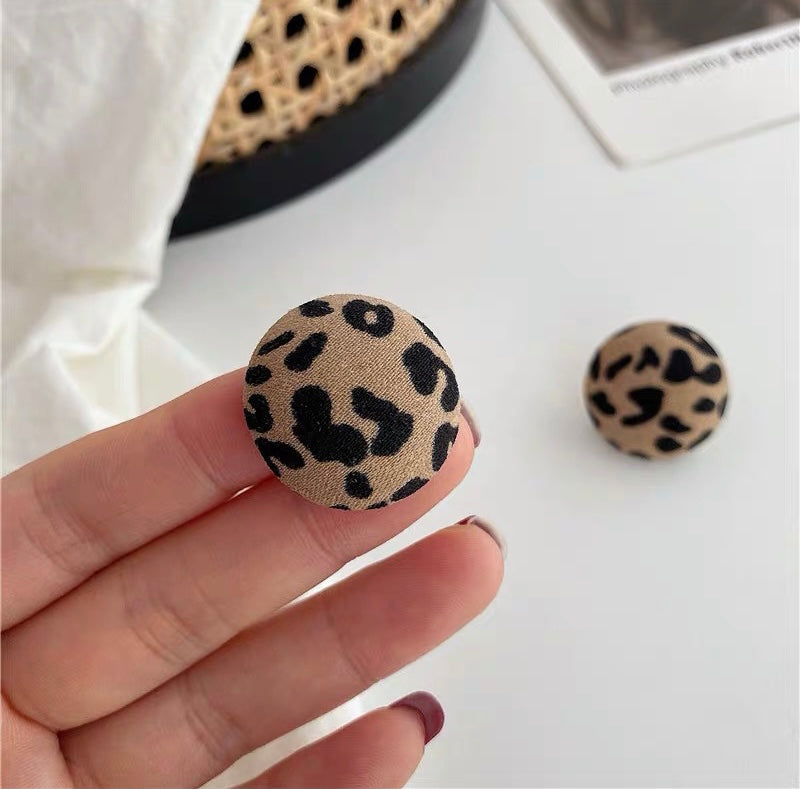 Leopard Fabric Ear Studs