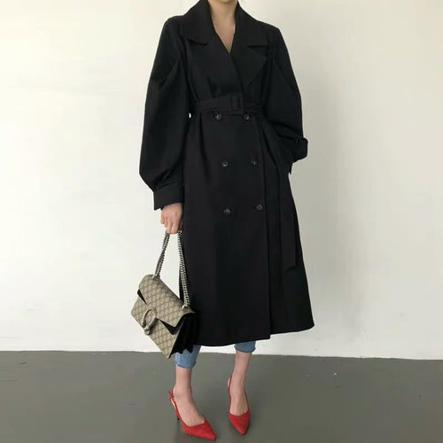 British Style Double Breasted Trench Coat with Belt