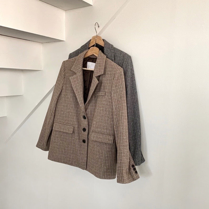 Korean Style Oversized Blazer Set in Plaids