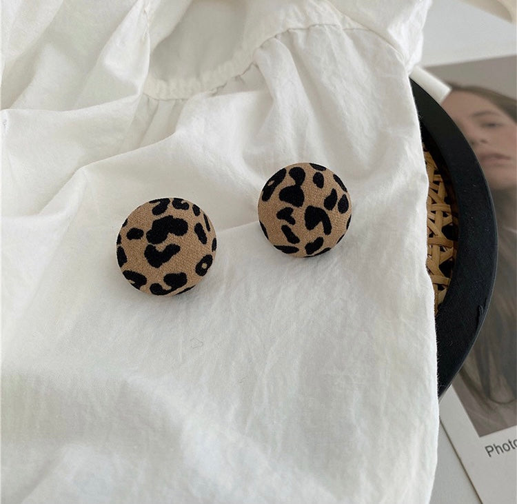 Leopard Fabric Ear Studs