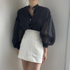 Designer Organza Sleeves Button-Up Blouse