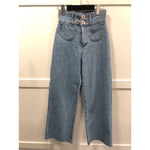 High Rise Wide Denim Pants