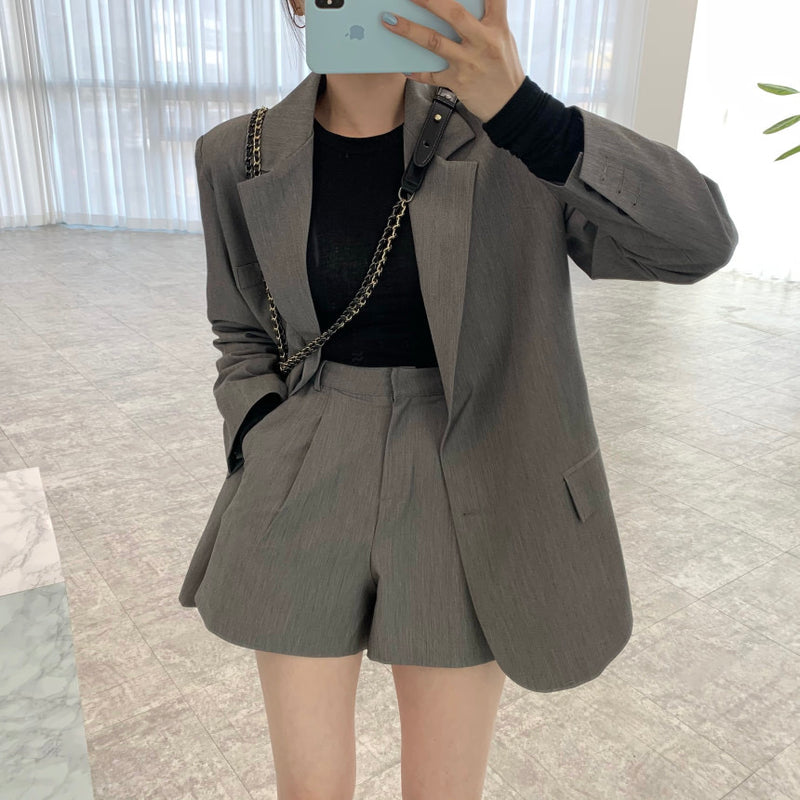 Korean Style A Line Suit Jacket with Shorts