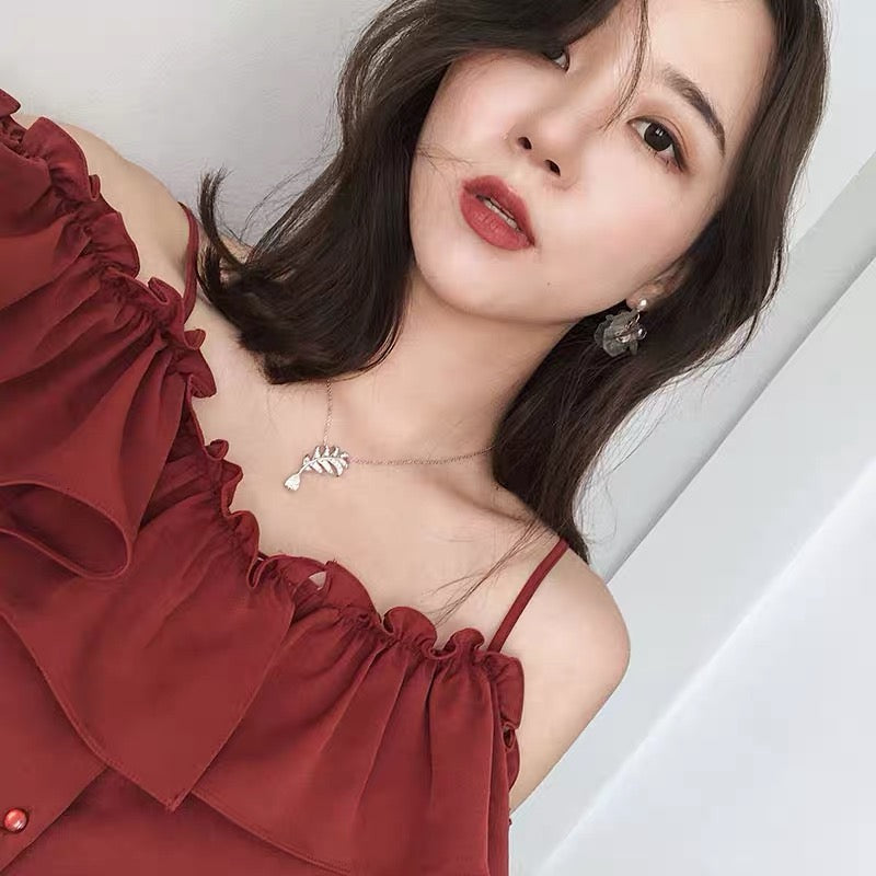 Off-The-Shoulder Ruffled Chiffon Sling Top