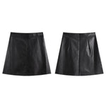 Designer High Rise PU Leather Skirt