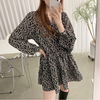 Korean Style Floral Print Ruffled Mini Dress