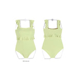 Macaroon Ruffled Waist One Piece Swimsuit