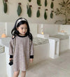 Mom & Daughter ♡ Cotton Tweed Cut-Out Shoulder Dress