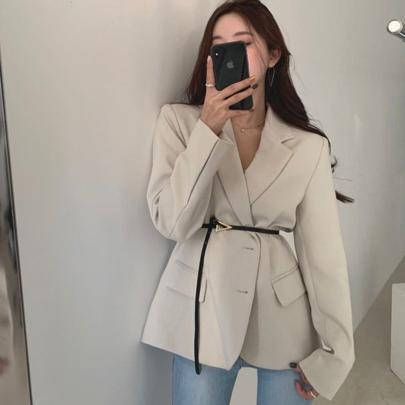 Korean Style Belted Blazer