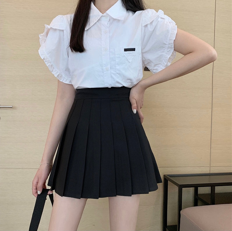 Designer High Rise Pleated Skirt