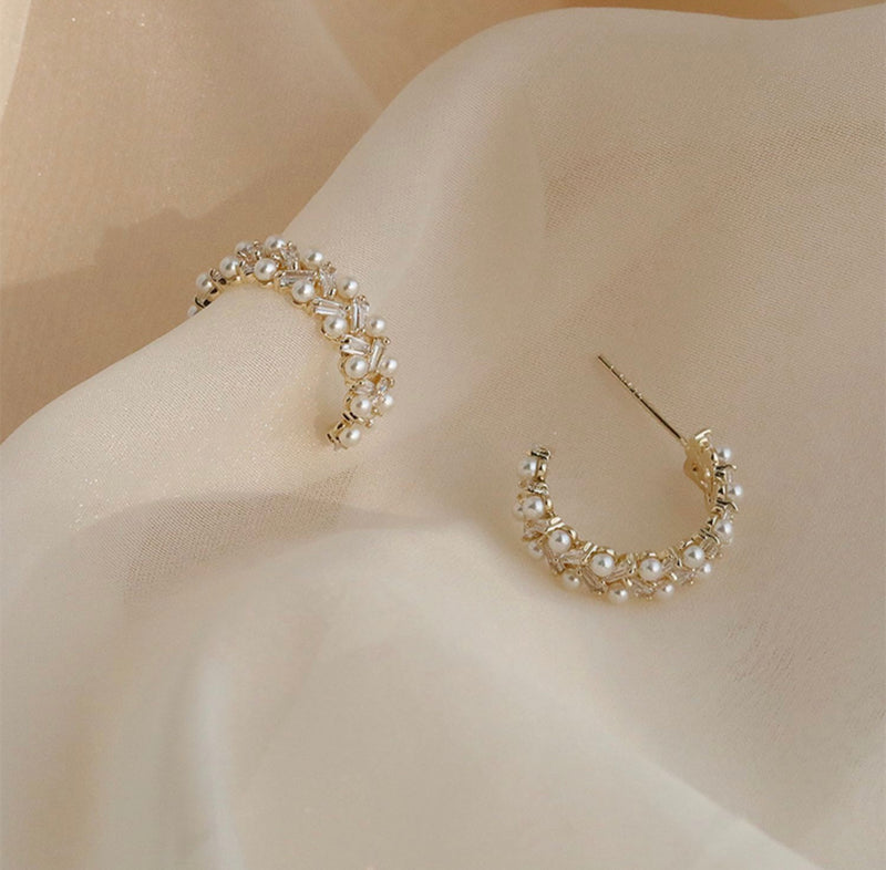 Braided Pearl Hoop Earrings