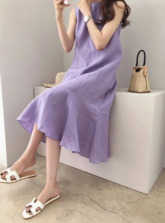 Round Neck Sleeveless Tunic Dress