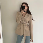 Korean Style Belted Blazer