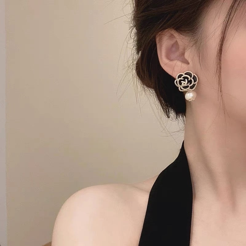 Chanel camellia deals earrings