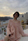 Peach Pink Faux Mink Cashmere Sweater Dress